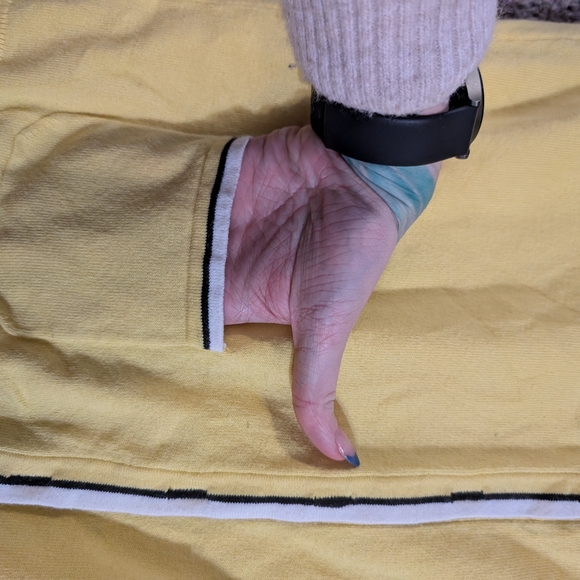 Yellow Cardigan with Black Trim - Picture 3 of 4